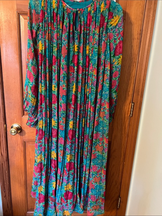 Dresses & Skirts - Floral Teal Maxi Dress with Pink & Yellow Accents